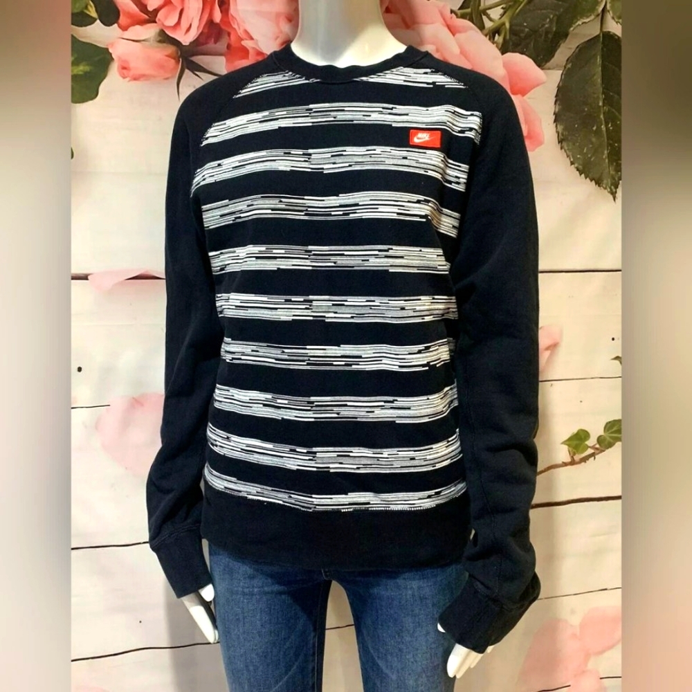 Nike Men's Black & White Vtg Nike Static Striped sweatshirt Sz XL